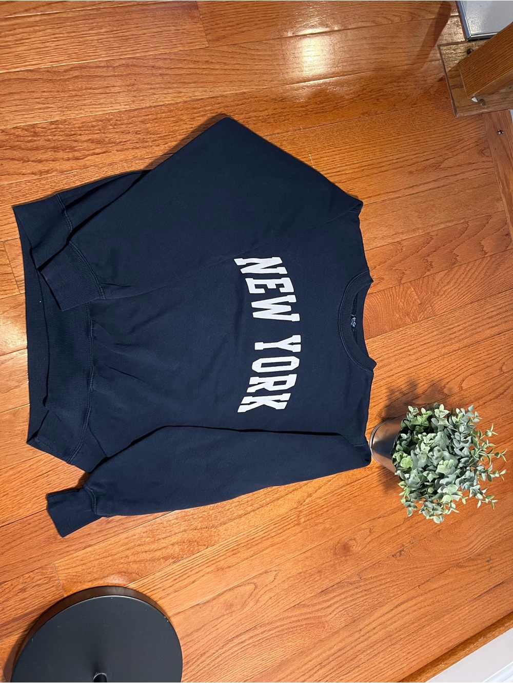 Brandy Melville John Gault Navy Crewneck with White NEW YORK Arch Sweatshirt